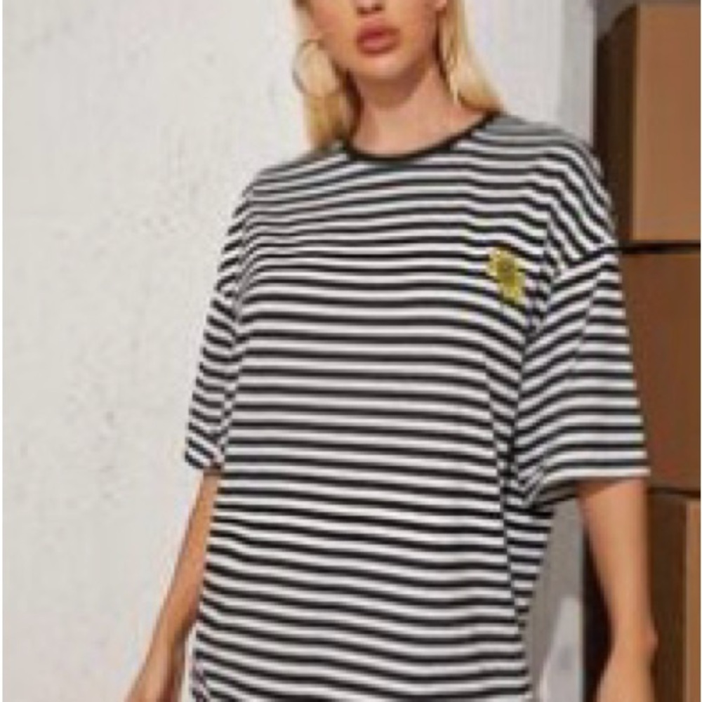 SHEIN Black and White Oversized Boxy Short Sleeve t-shirt dress or tee